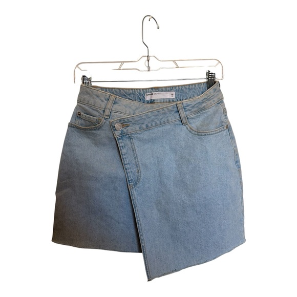 Garage Denim Asymmetrical Mini Skirt - Picture 1 of 4
